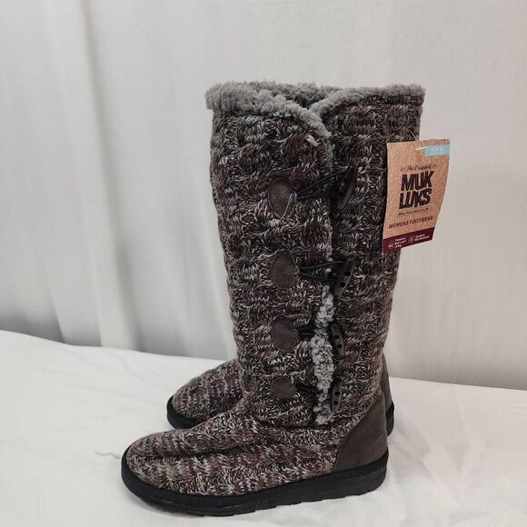 MUK LUKS Women's Size 10 Felicity Boots Purple Winter Comfort Warm Knitted Tall - Picture 5 of 7